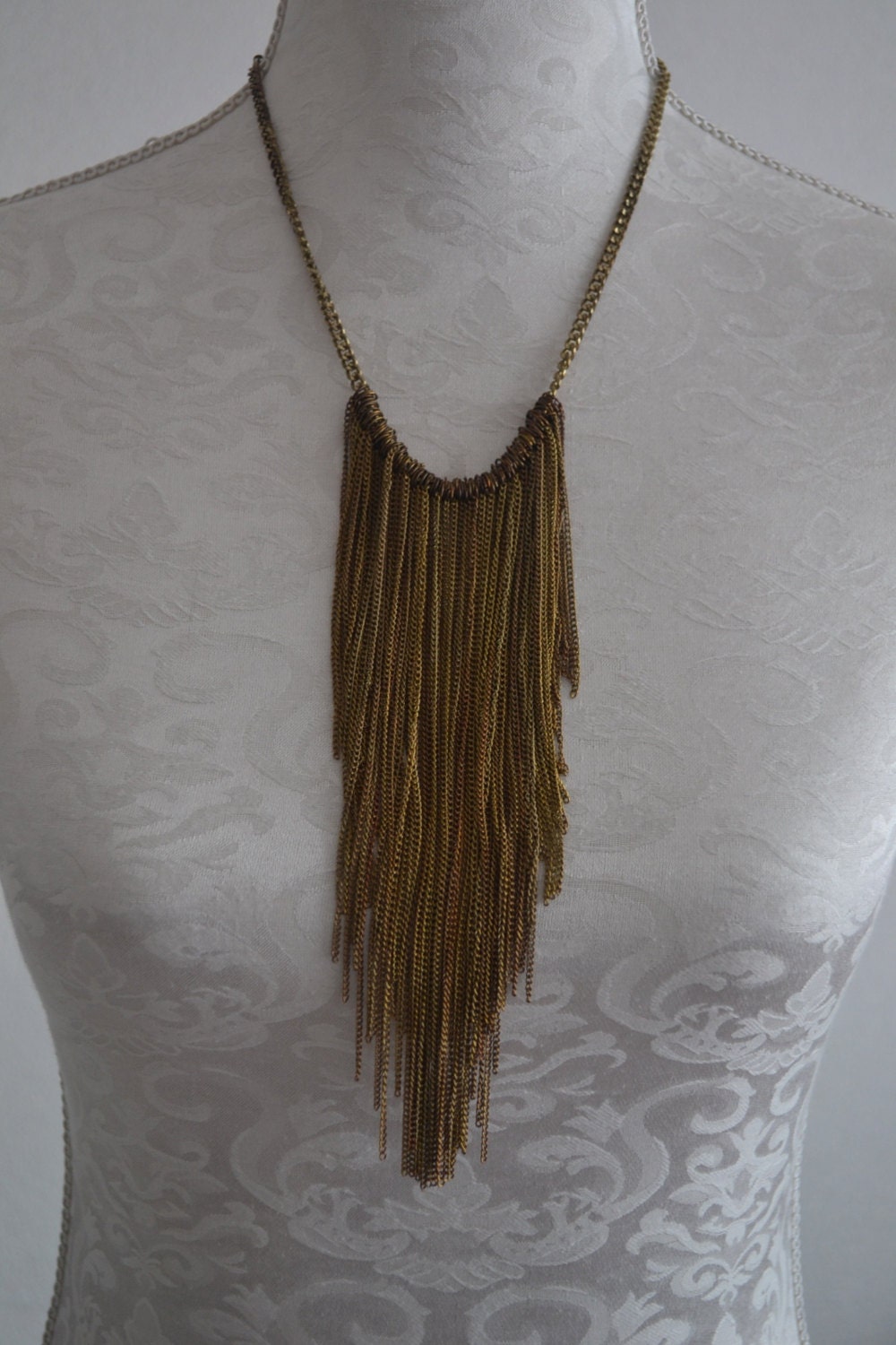 Vintage layered bronze heavy  Chain Choker Necklace