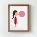 Illustration. Chewing girl naive