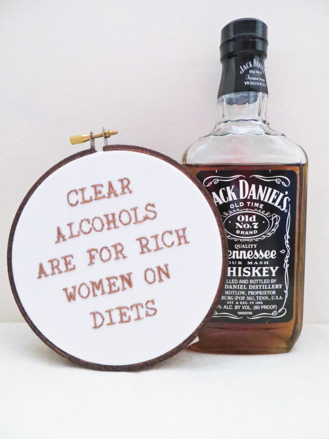 Ron Swanson Quote Hand Embroidery Hoop Art - Parks and Rec TV Quote - Clear Alcohols Are For Rich Women on Diets : Kitchen Home Decor