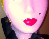 TUXEDO CHOKER Black Wide Ribbon Shaped in Tuxedo Bow Tie with Rhinestone pin