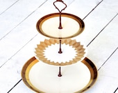 Coppertone: Wedding Table, Cake Stand, 3 Tier  Vintage China Stand, Gold Encrusted, Party