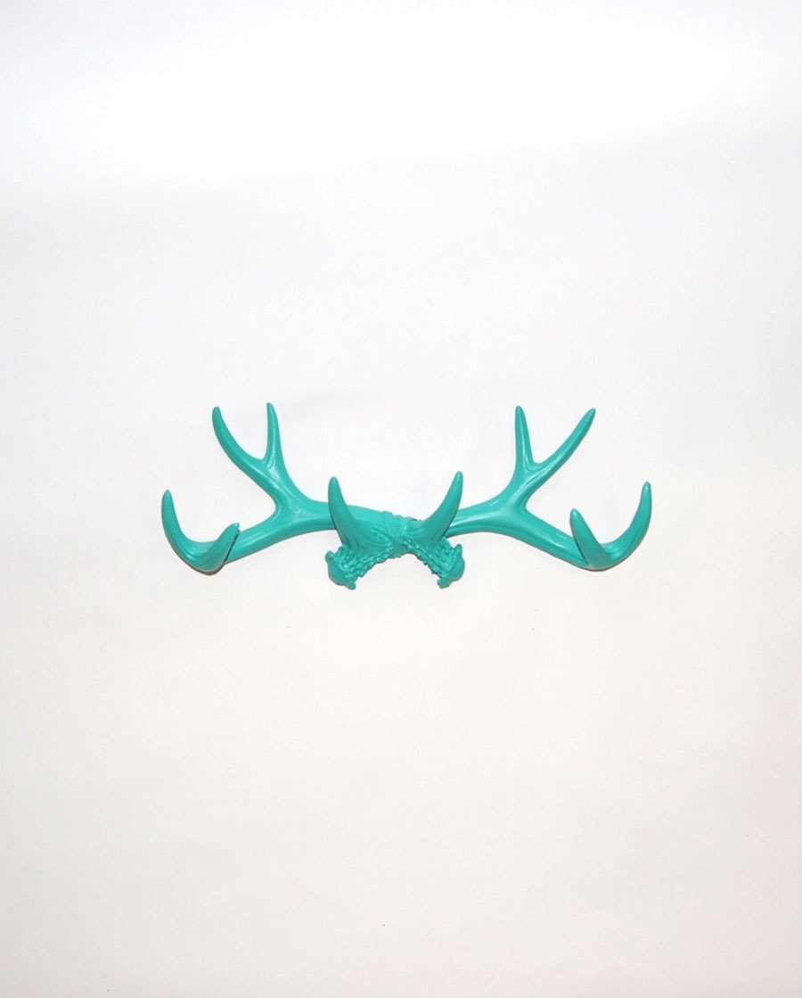 Turquoise Faux Antler Mount - Antler Wall Rack - Antler Wall Hook - Resin Antler Wall Decor