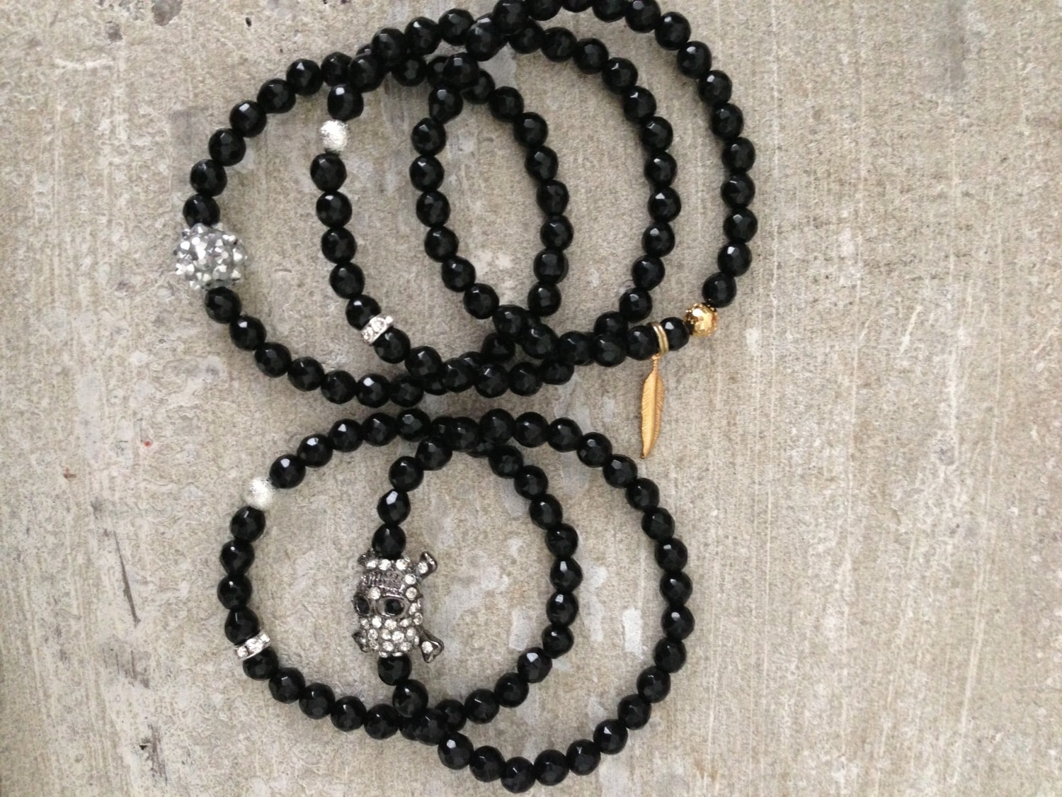 Beaded onyx bracelets (FOR ONE BRACELET)