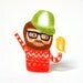 PETE - shrink plastic brooch, bearded man with bird