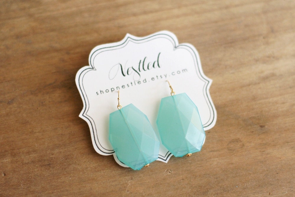 Turquoise Aqua Blue Statement Drop Earrings