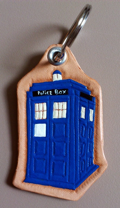 TARDIS Leather Keychain Handmade
