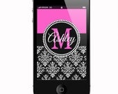 Damask iPhone Wallpaper - Personalized with your Name - iPhone 4, iPhone 5