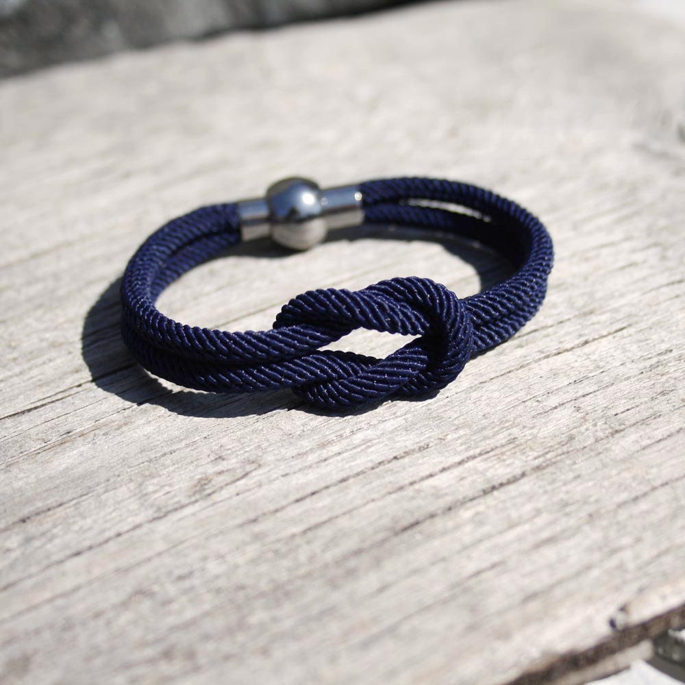 Nautical square knot bracelet with stainless steel magnetic clasp - the Ahoy bracelet