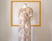 Floral Tapestry Dress in Pastels, 80s - M/L