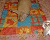 pet mat bed for bunny rabbits medium red blue and orange cotton