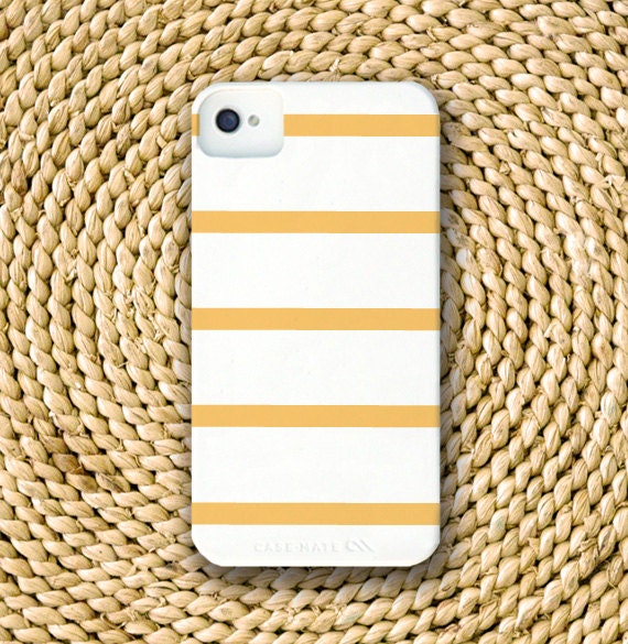 Beachy Skinny Stripe Barely-There Snap-On Hard Plastic iPhone 4 Case in Marigold (In Stock & Ready to Ship)