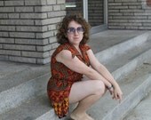 1970s 70s Pantel Tank and Shorts Set/ High Waist Shorts and Split-Bottom Tank/ Belted Shorts Suit/ Bohemian/ Festival/ Medium