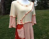 Handmade Patchwork Top Asymmetric Spring Tunic Ruffled Pullover Woolfree Sleeves Cropped Sweaters Women's Clothing Large Size Ready