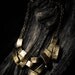 Abstract connected pieces romantic collar necklace in bronze