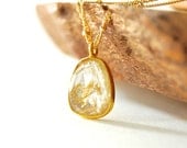 Kau'i necklace - gold rutilated quartz pendant necklace, 14kt gold filled double strand necklace, delicate gold necklace, maui, hawaii