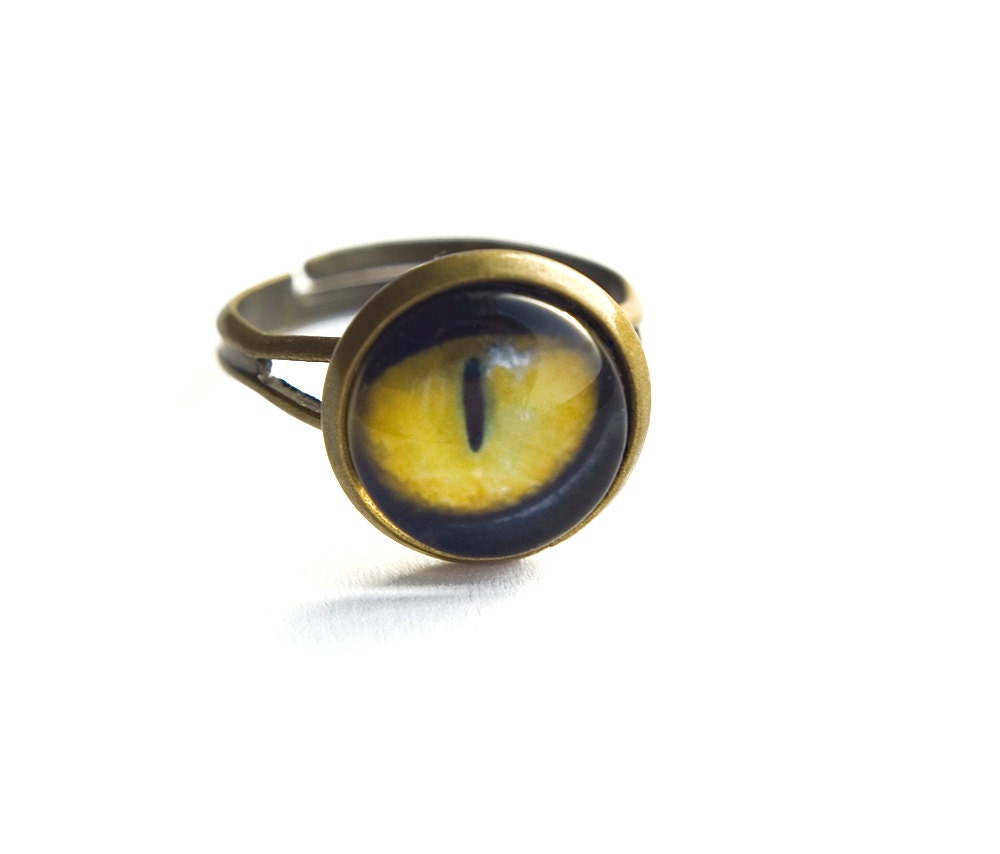 Cats Eye Ring, Evil Eye Jewellery, Geek Chic, Video Game Inspired, Geekery Fantasy Skyrim Dragons RPG