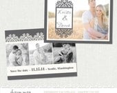 INSTANT DOWNLOAD Save the Date Card Template - Photography PSD Template - Lace Vintage Save the Date Card