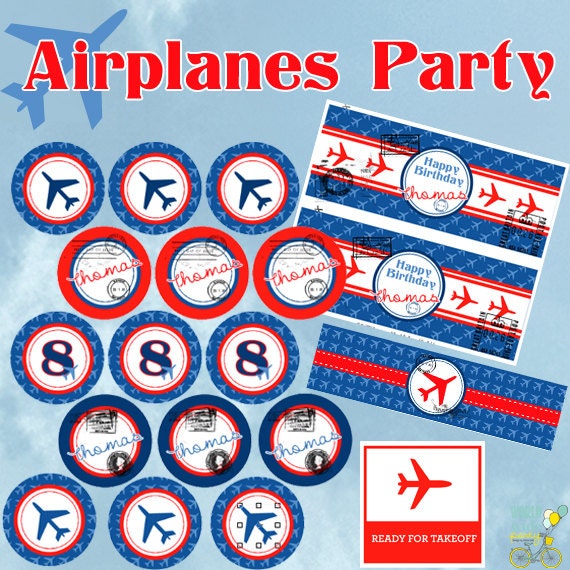 Airplanes Party Decorations - Printable KIT - diy - PDF