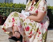 D - NEW Gina dress - buttoned retro 1950s dress with fitting V-neck & bow US 16 to 20 and 14W to 20W - UK 18 to 22