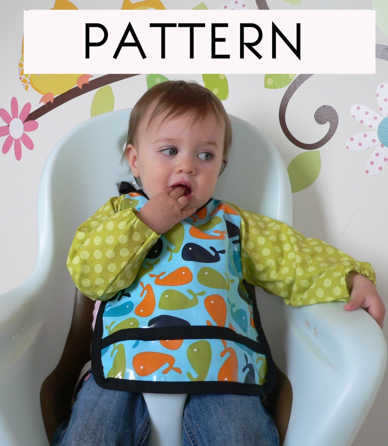 PDF baby graybee long sleeve bib sewing PATTERN and TUTORIAL size 6-18 months