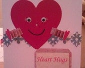 A Happy Handmade Hug in an Envelope 'Heart Hugs' Ideal for Thank You's, Valentines, Hello or Thinking of You