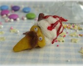 Ice Cream Brooch 'Mr Whippy' '99 Soft Serve Cone Humorous Mustache Clutch Pin