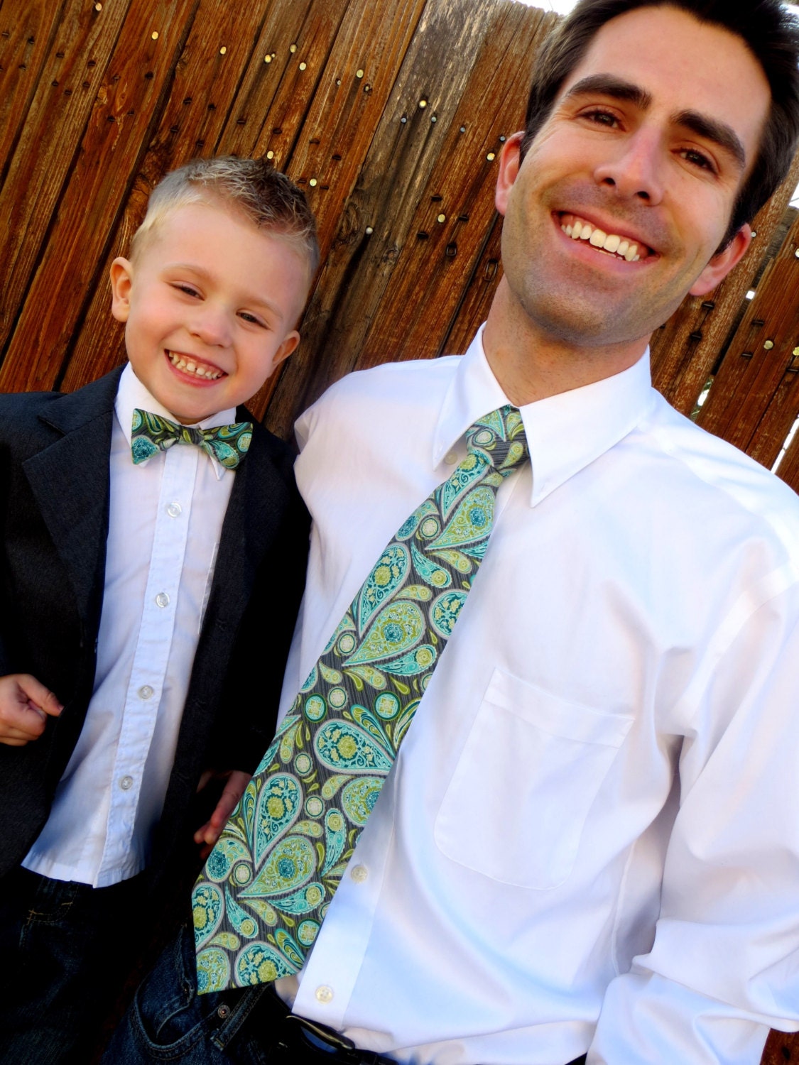 36 Matching Father Neck Tie, Son Bow Tie- Boy, Toddler, Child, Youth, & Baby- Easter, Christmas, Photo Prop (Adjustable Neck Band)