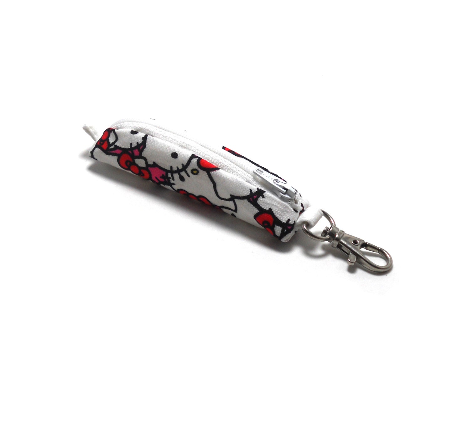Lip balm, Headphones, Flashdrive Holder - Kitty with Red Bow