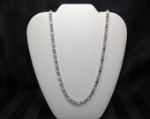 Long Signed AVON Silver Chain Link Necklace, Vintage Silver Chainlink Necklace, Designer Signed Jewelry