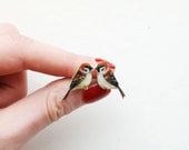 Sparrow Earrings, Hand drawn