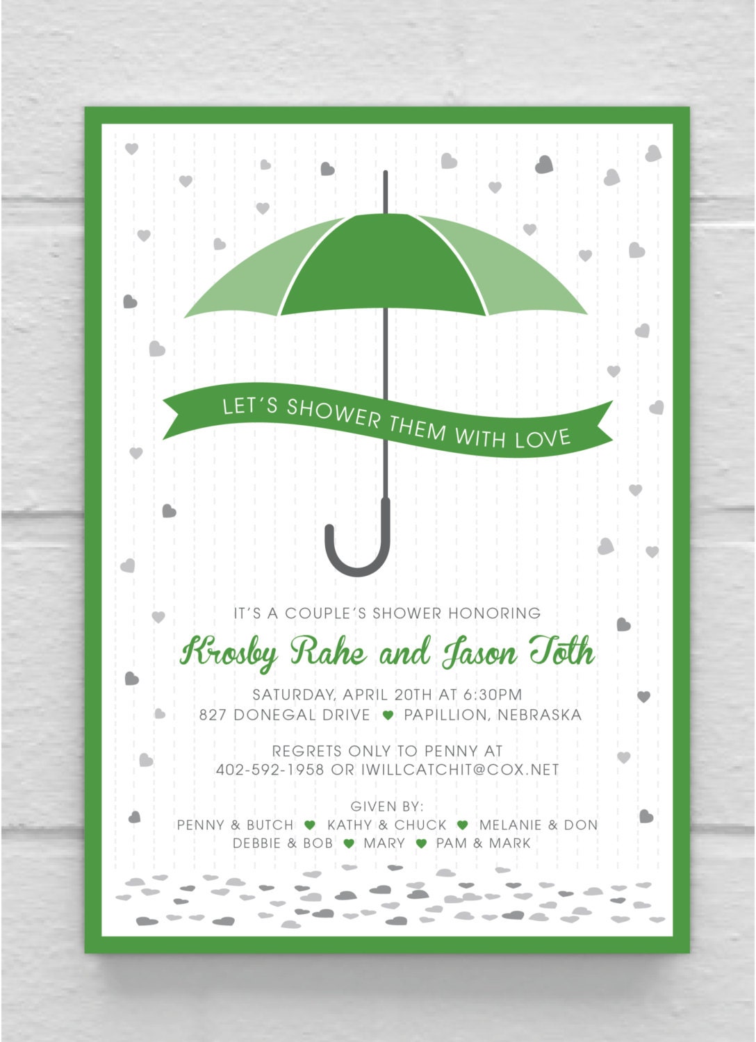 Printable Shower Them With Love Couples Bridal Shower Invitation