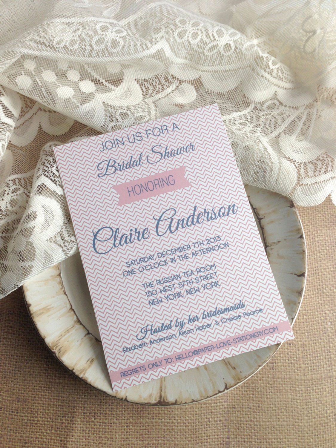 Bridal Shower Invitations Modern Chevron  - CUSTOMIZABLE for ANY EVENT