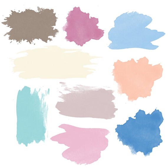 INSTANT DOWNLOAD // Digital Clip Art // Paint Strokes // Commercial and Personal Use // Green, Pink, Blue, Orange, Brown Il_570xn