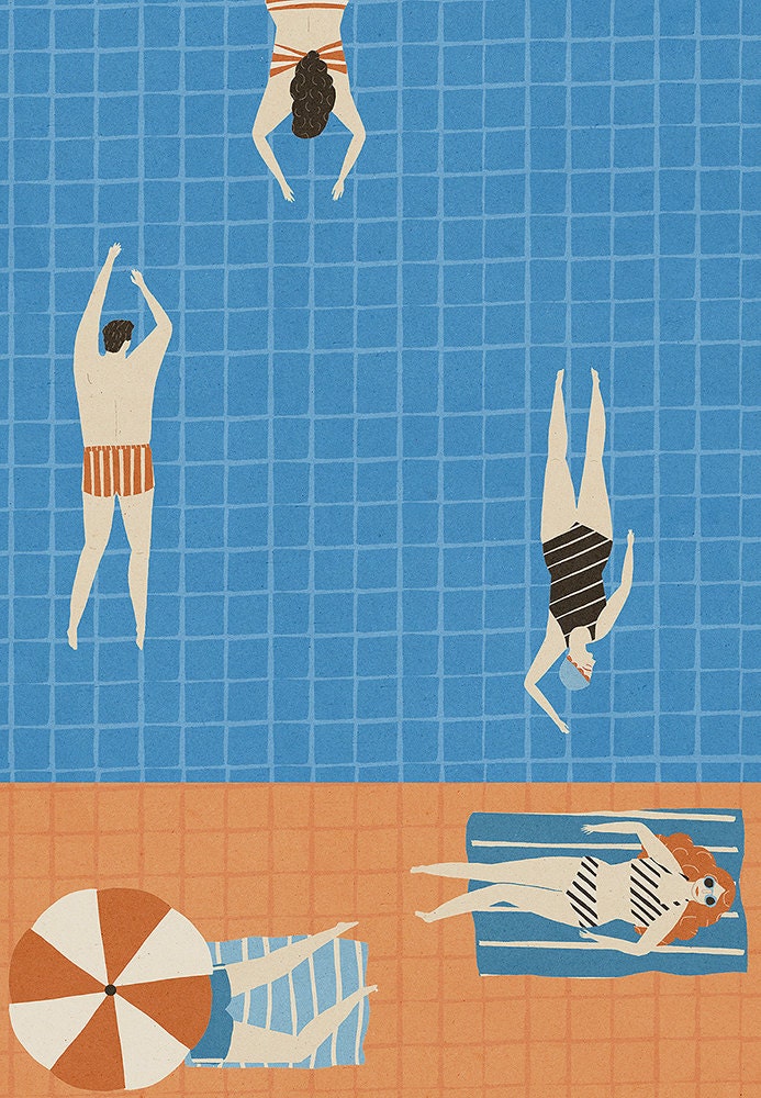 Swimming Pool  Limited edition signed A3 Print