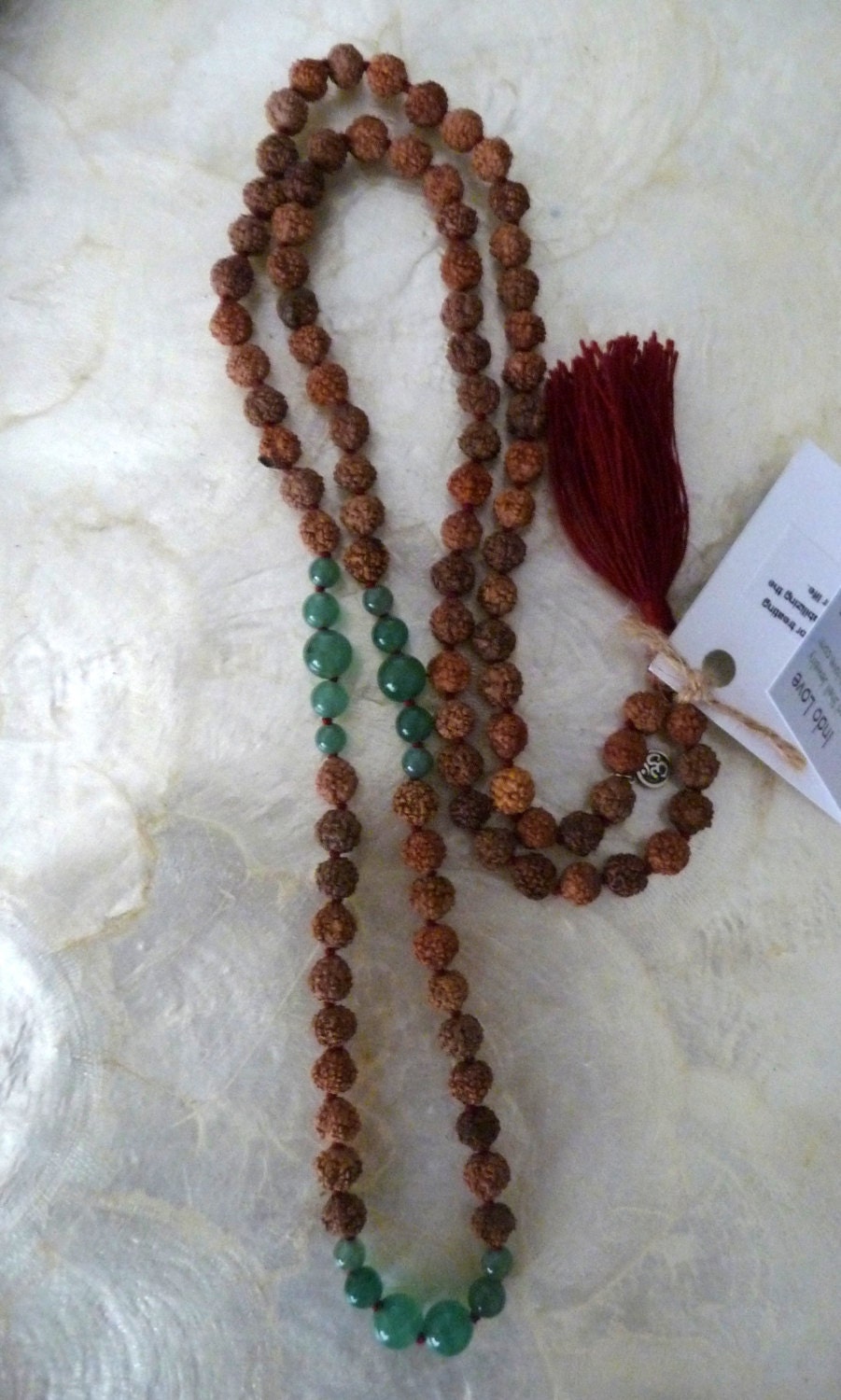 Heart Chakra Rudraksha Mala Green Aventurine Yoga Hindu Necklace