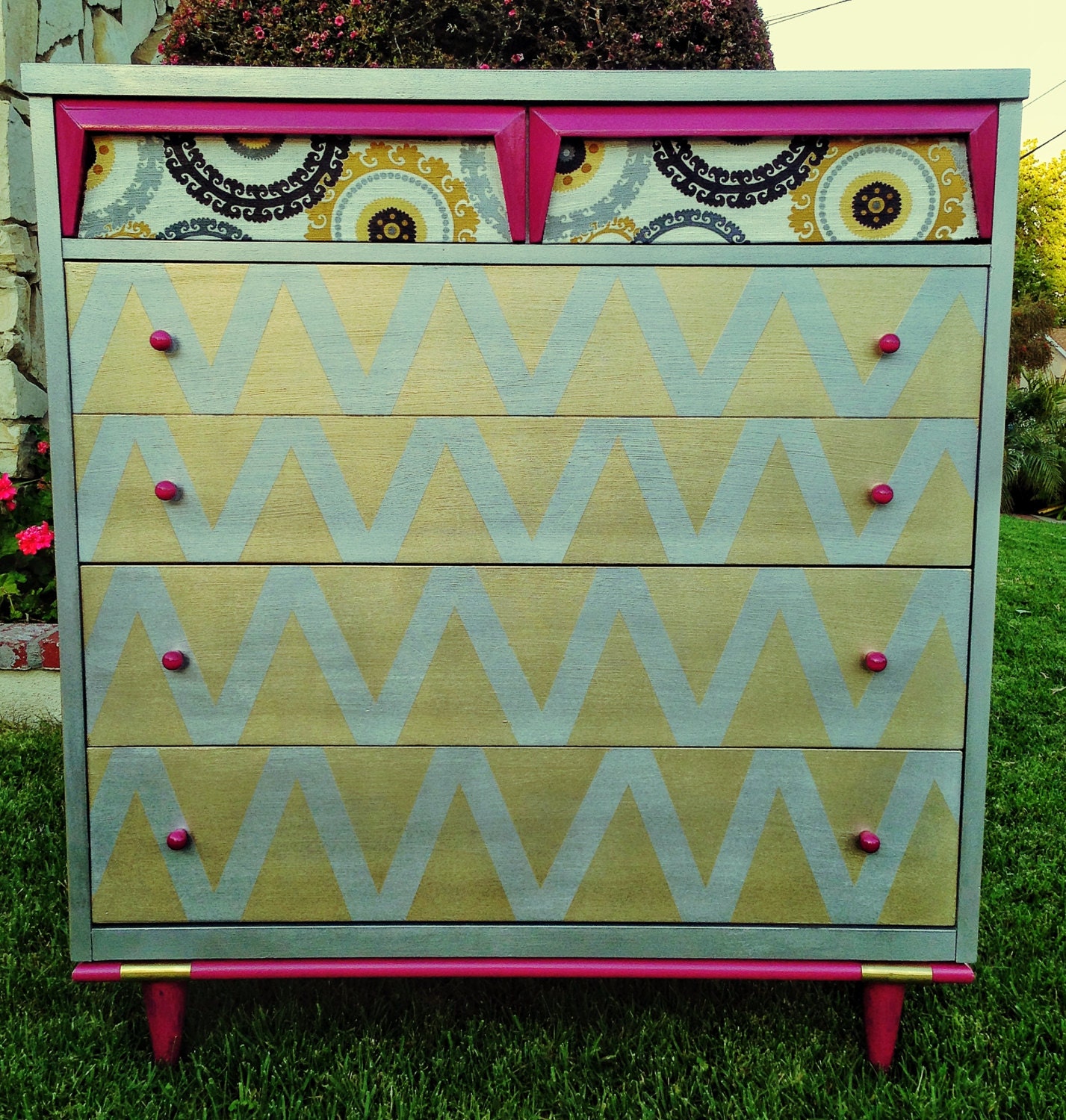 SOLD  Mid-Century Modern, Vintage, Repurposed, One-Of-A-Kind, Dresser, Chest, Mod, Chic, Upcycled, Hip