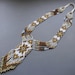 White, Gold and Brown  Ethnic Long Beaded Necklace - beadwoven long necklace, traditional beadwork - free shipping