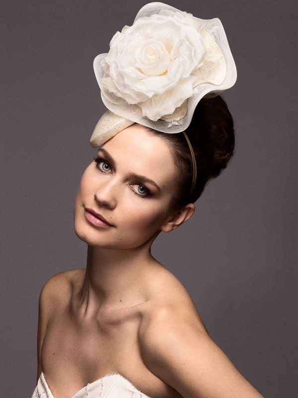 Bridal Headpiece, Rose Petal Hat