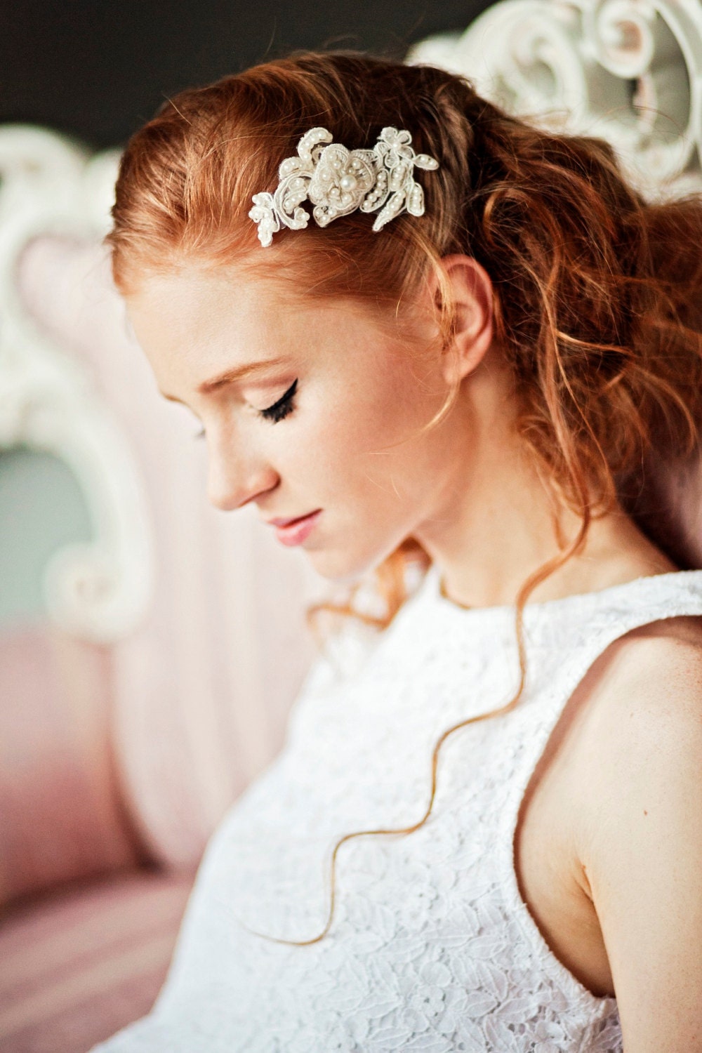 Bridal Lace Hair Comb, Ivory Headpiece, Bridal Accessory, Lace Wedding Comb, Wedding Hair Accessories, Wedding HeadPiece