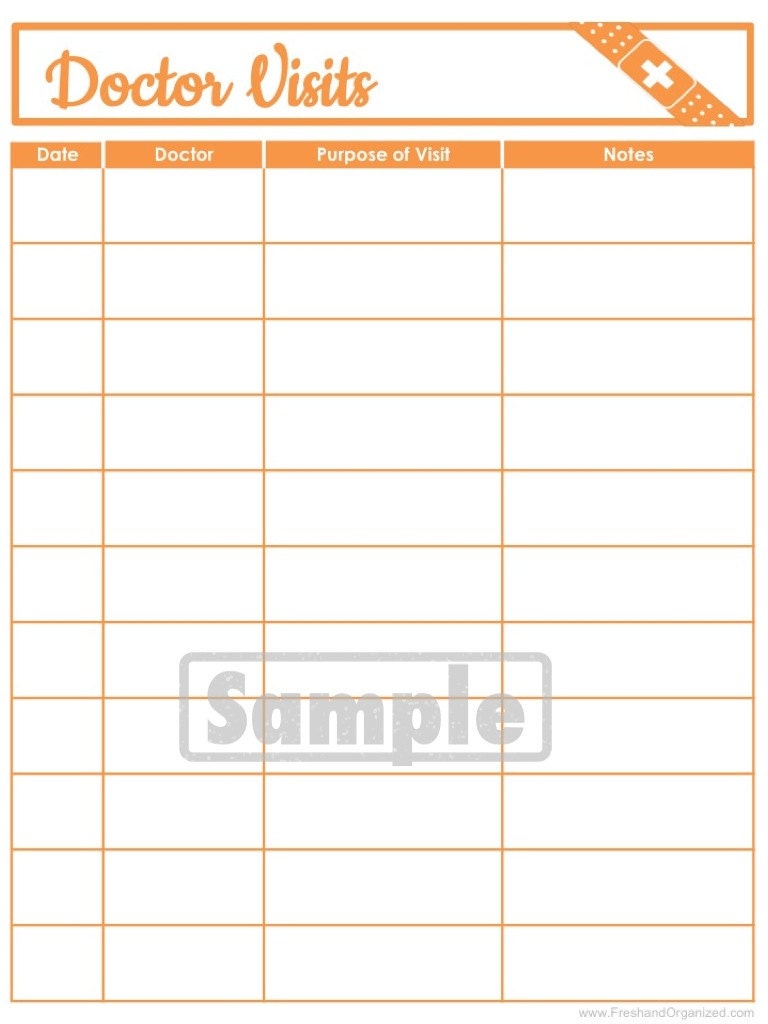 Doctor Visits Log -  EDITABLE - Medical Printables - Organizing Printables - INSTANT DOWNLOAD