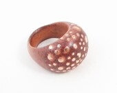 COPPER Explosion RING - Glass and Copper Infused Dome - Cast and Polished Resin - Handmade - Size 5 1/4 - Signed