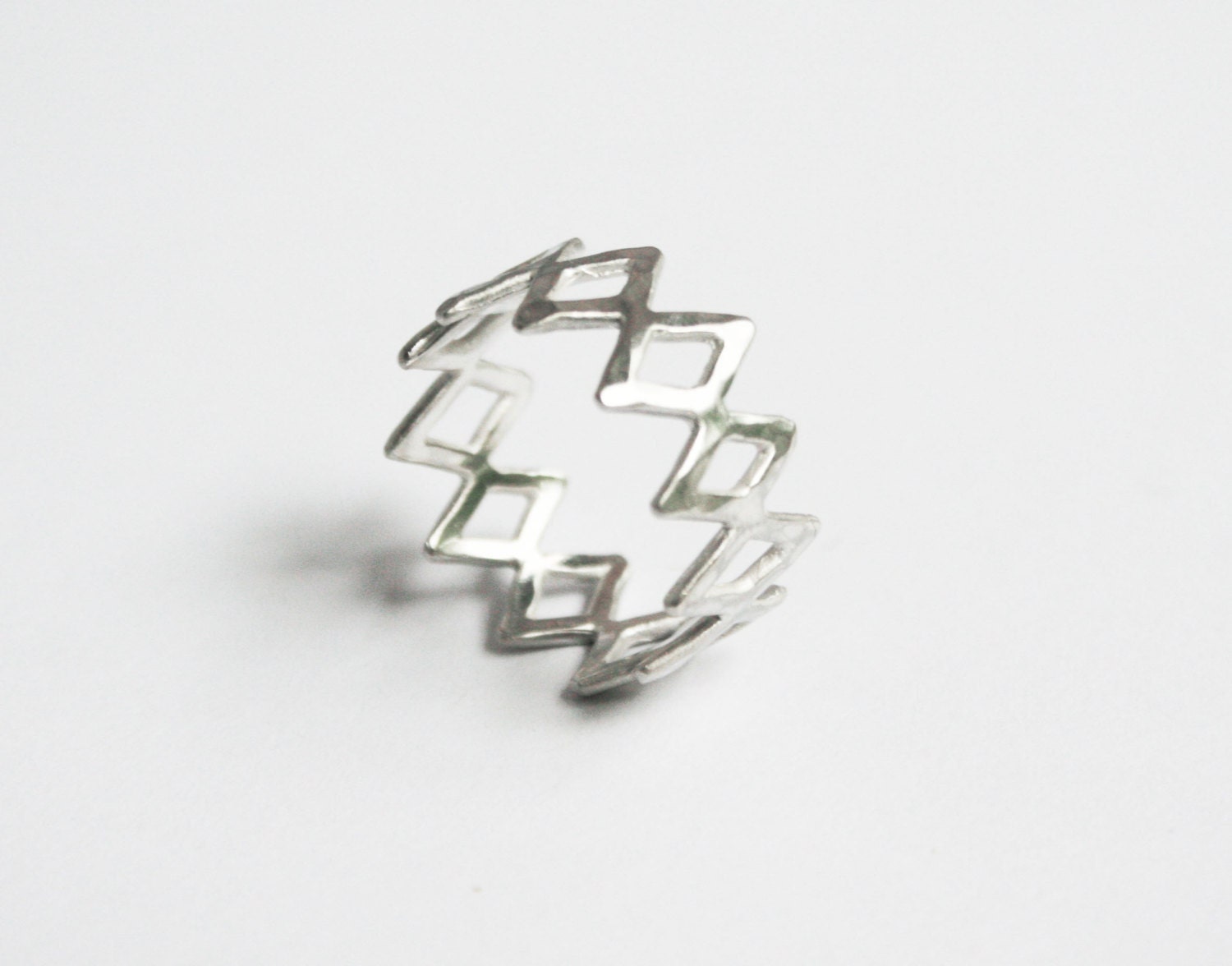 Infinity Diamond Ring, Sterling Silver, Diamond Shapes Ring