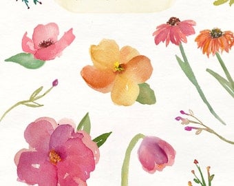 Watercolor Spring Flowers