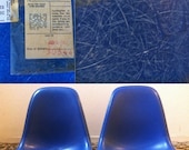 EAMES BLUE MONOCHROME pair vintage Herman Miller fiberglass naugahyde side shell chair super rare color 2 chairs