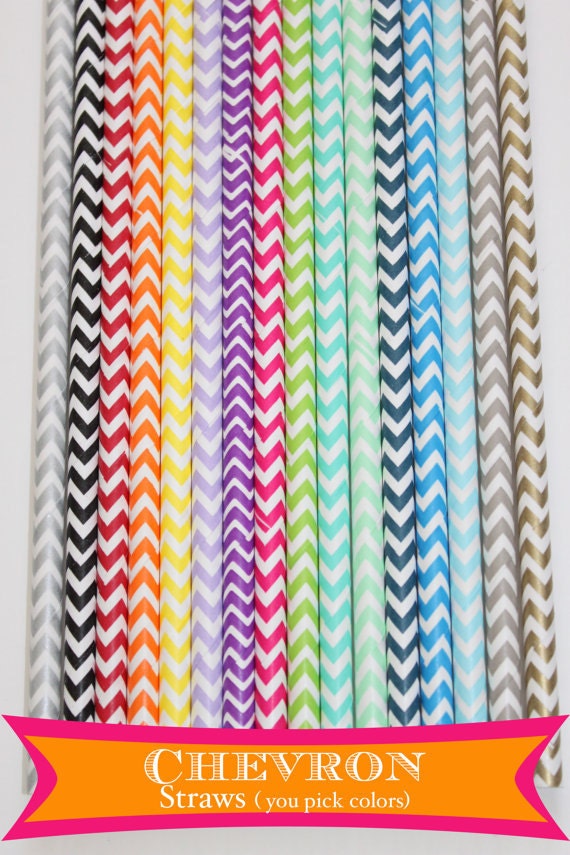 50 You Pick Colors Chevron paper straws wedding birthday shower     Bonus DIY Flags