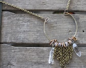 Fringe Crystal Moon Necklace 2- Quartz crystal vintage chain