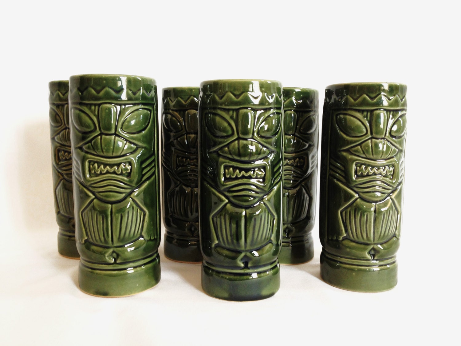 Set of 6 Vintage Tiki Mugs or Glasses Hawaii by HarpersFlea