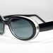 Handmade in Italy oval black and clear diva style sunglasses by Modiva, NOS 1980s unworn.