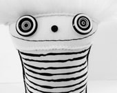 Plush Black and White Stripe Plushie Soft Sculpture OOAK Art Doll Modern Plush - polkadottydoll - FREE SHiPPiNG (Canada & US)