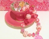 SALE Pink Lemonade Chunky Beaded Necklace..Chunky Necklace..Childrens Necklace..Photo Prop
